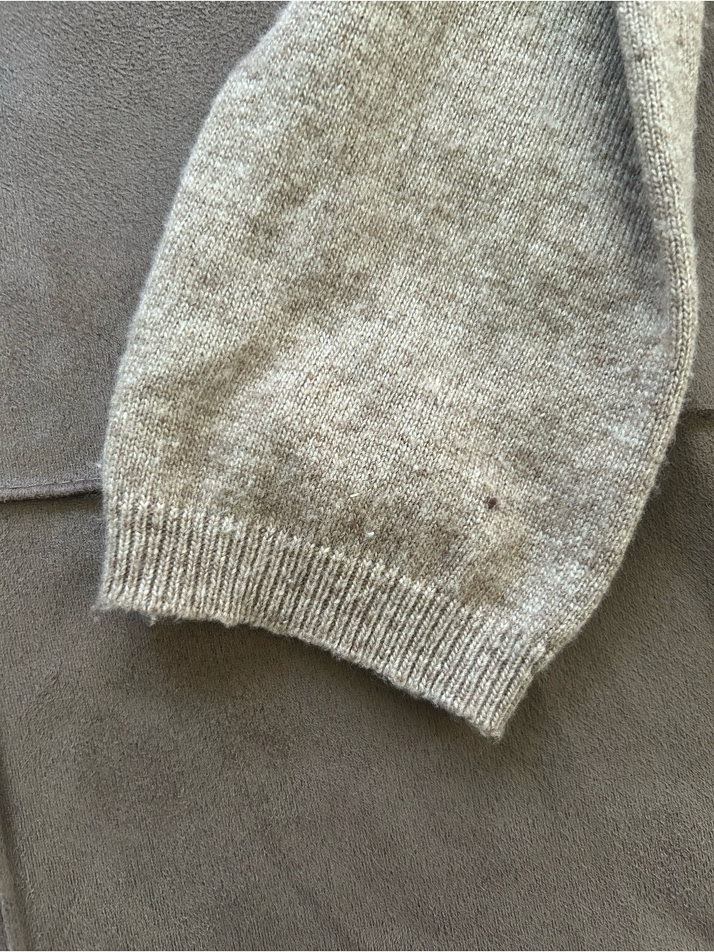 RUDSAK Women’s Taupe Faux Suede Sweater Dress Angora Blend - Picture 6 of 12